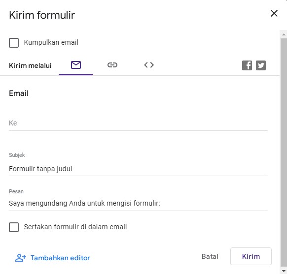 Cara Membagikan Google Form via email